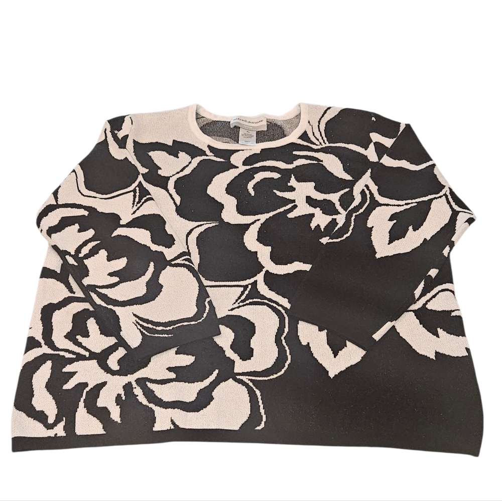 Alfred Dunner Black and Cream Sequence Sweater Size PL